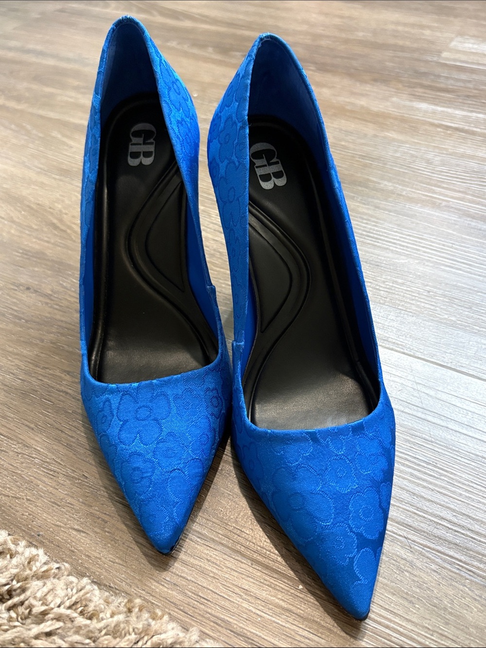 Gianni Bini Electric Blue Pointed-Toe Floral Jacquard Pumps
